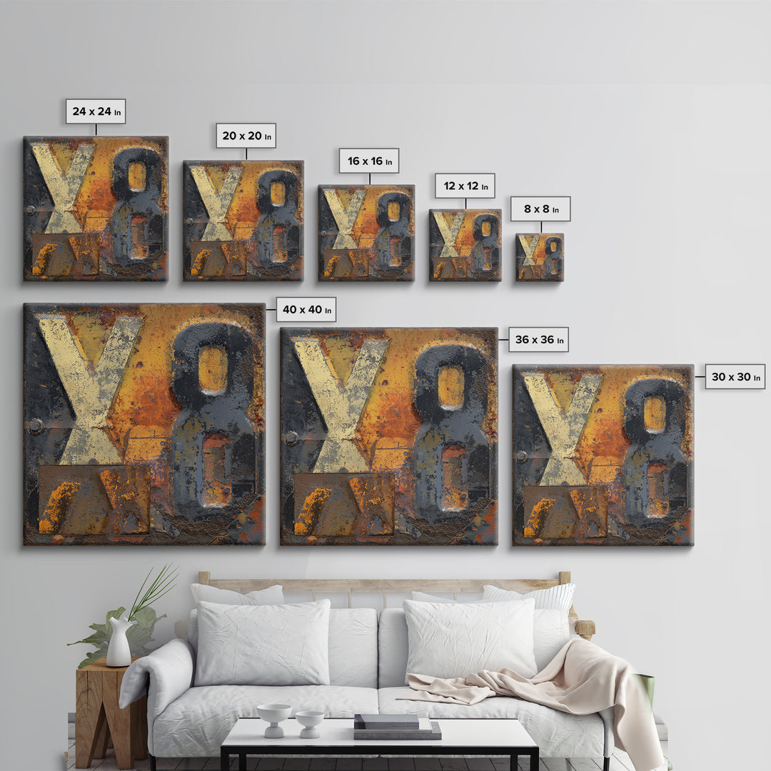 Rusty License Plate Collage Framed Canvas Print, Garage Art, Gallery Decor, Garage Decor, Fine Art, Motor, Contemporary Art, GAR-1x1-32