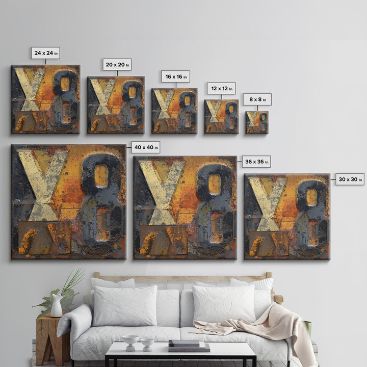 Rusty License Plate Collage Framed Canvas Print, Garage Art, Gallery Decor, Garage Decor, Fine Art, Motor, Contemporary Art, GAR-1x1-32