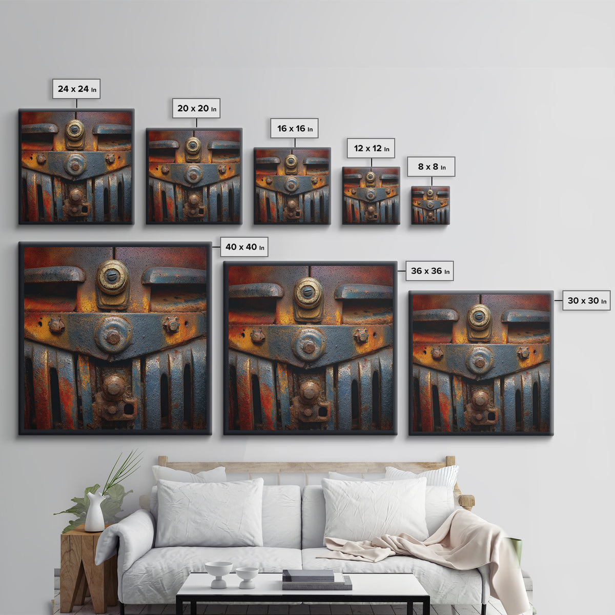 Pickup Truck in Dusty Sunset Light Framed Canvas Print, Garage Art, Tattoo Art, Garage Decor, Oil Painting, Motor, GAR-1x1-61