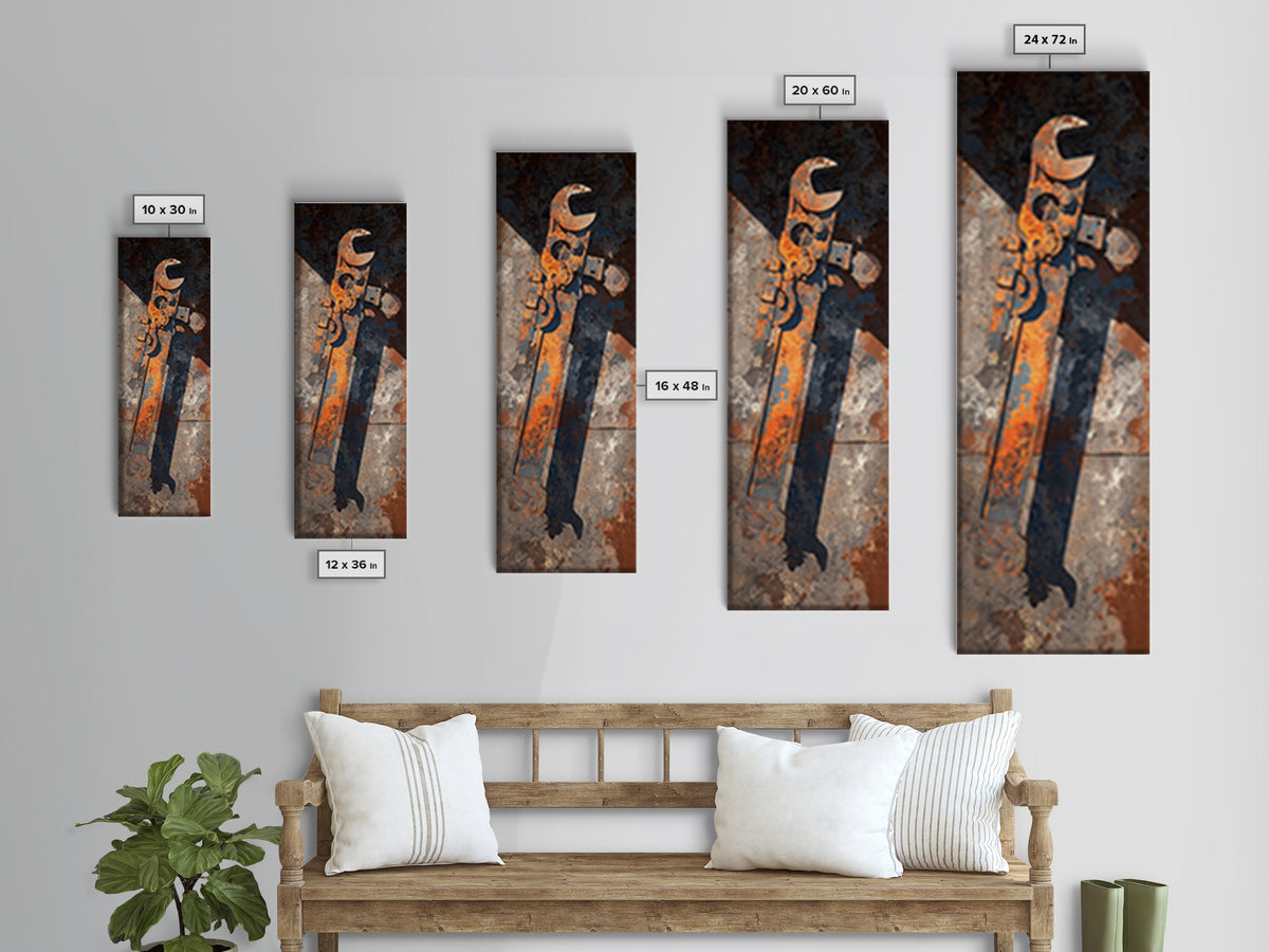 Garage Tool Silhouettes Arranged as Graphic Icons Canvas Print, Garage Art, Garage Art Poster Download, Garage Decor, Motor, GAR-1x3-2
