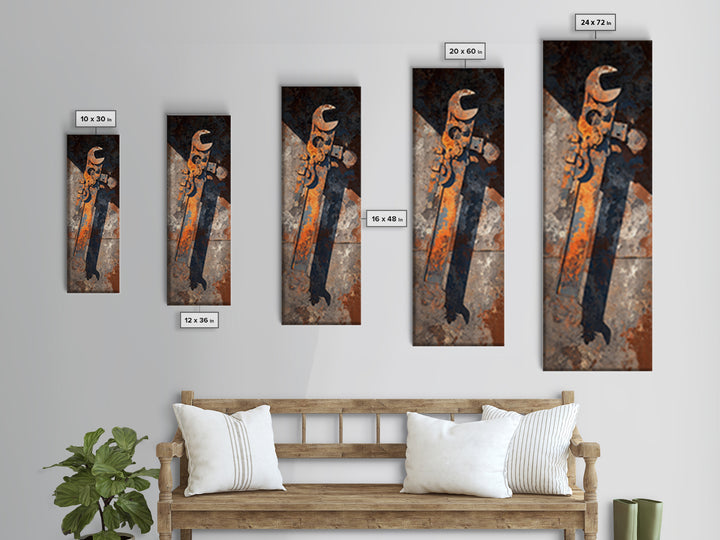Garage Tool Silhouettes Arranged as Graphic Icons Canvas Print, Garage Art, Garage Art Poster Download, Garage Decor, Motor, GAR-1x3-2