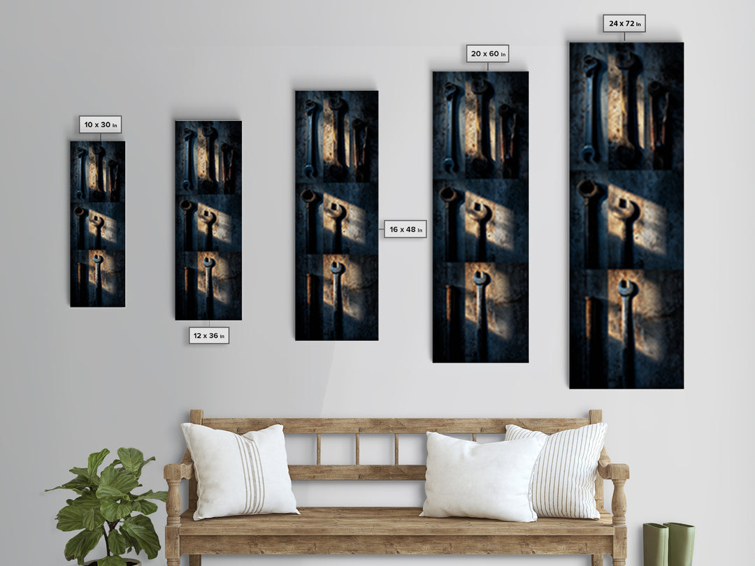 Garage Tool Silhouettes Arranged as Graphic Icons Canvas Print, Garage Art, Garage Art Poster Download, Garage Decor, Motor, GAR-1x3-26