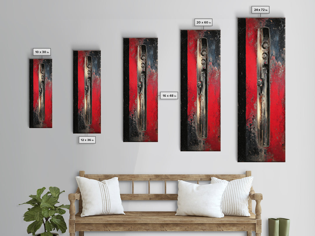 Black and Red Racing Stripe Abstraction Canvas Print, Garage Art, Wall Art, Garage Decor, Abstract Art, Motor, Fall Wall Art, GAR-1x3-48
