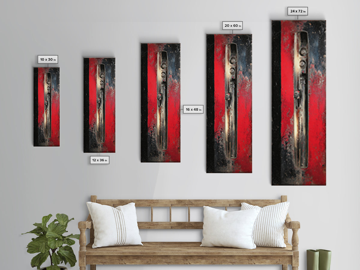 Black and Red Racing Stripe Abstraction Canvas Print, Garage Art, Wall Art, Garage Decor, Abstract Art, Motor, Fall Wall Art, GAR-1x3-48
