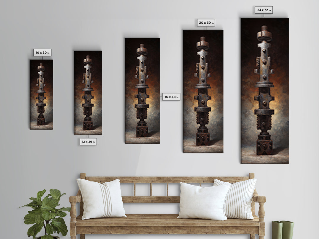 Camshaft and Gears Industrial Still Life Framed Canvas Print, Garage Art, Game Room Art, Garage Decor, Fine Art, Motor, GAR-1x3-75
