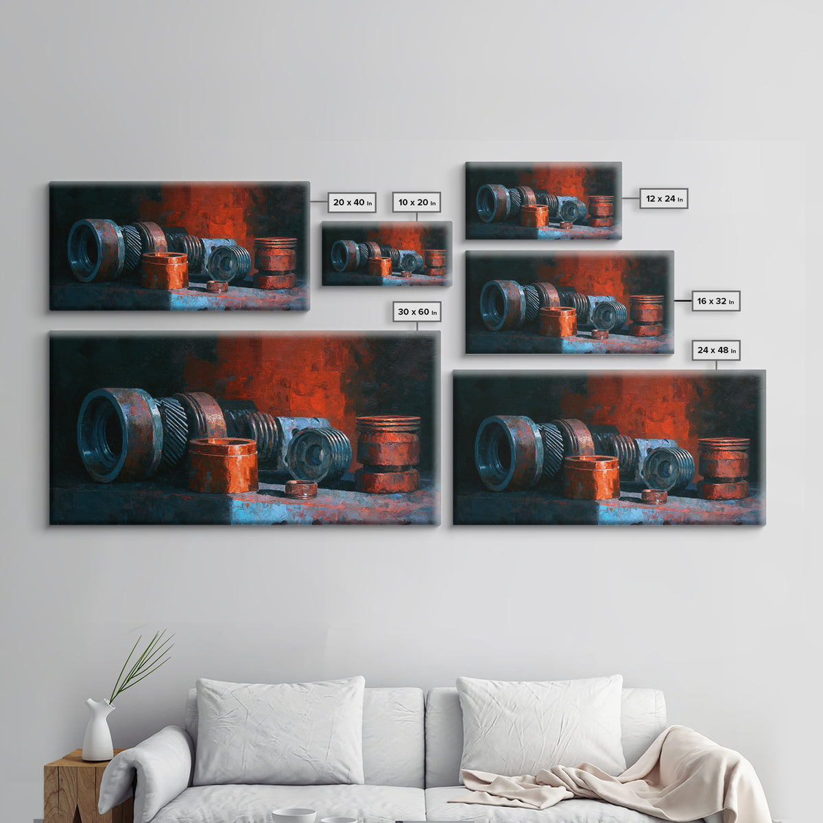 Camshaft and Gears Industrial Still Life Framed Canvas Print, Garage Art, Game Room Decor, Garage Decor, Fine Art, Motor, GAR-2x1-11