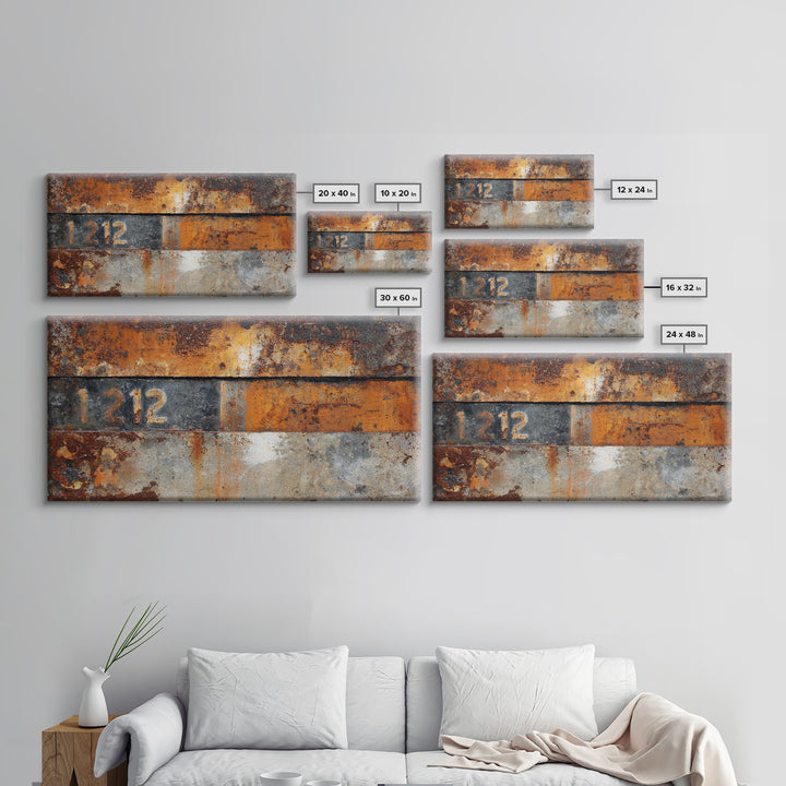 Rusty License Plate Collage Framed Canvas Print, Garage Art, Minimalist Decor, Garage Decor, Fine Art, Motor, Metal Art, GAR-2x1-28