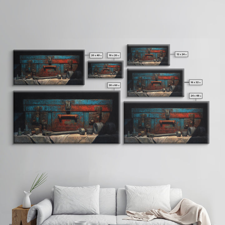 Old Toolbox with Oil Stained Rag Still Canvas Print, Garage Art, Garage Art Poster Download, Garage Decor, Abstract Art, Motor, GAR-2x1-71