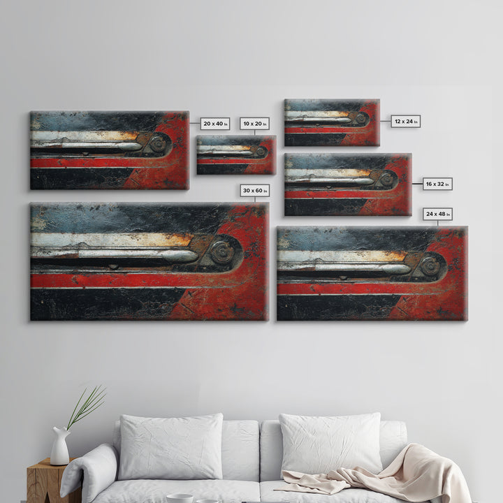 Black and Red Racing Stripe Abstraction Framed Canvas Print, Garage Art, Luxury Decor, Garage Decor, Abstract Art, Motor, GAR-2x1-8