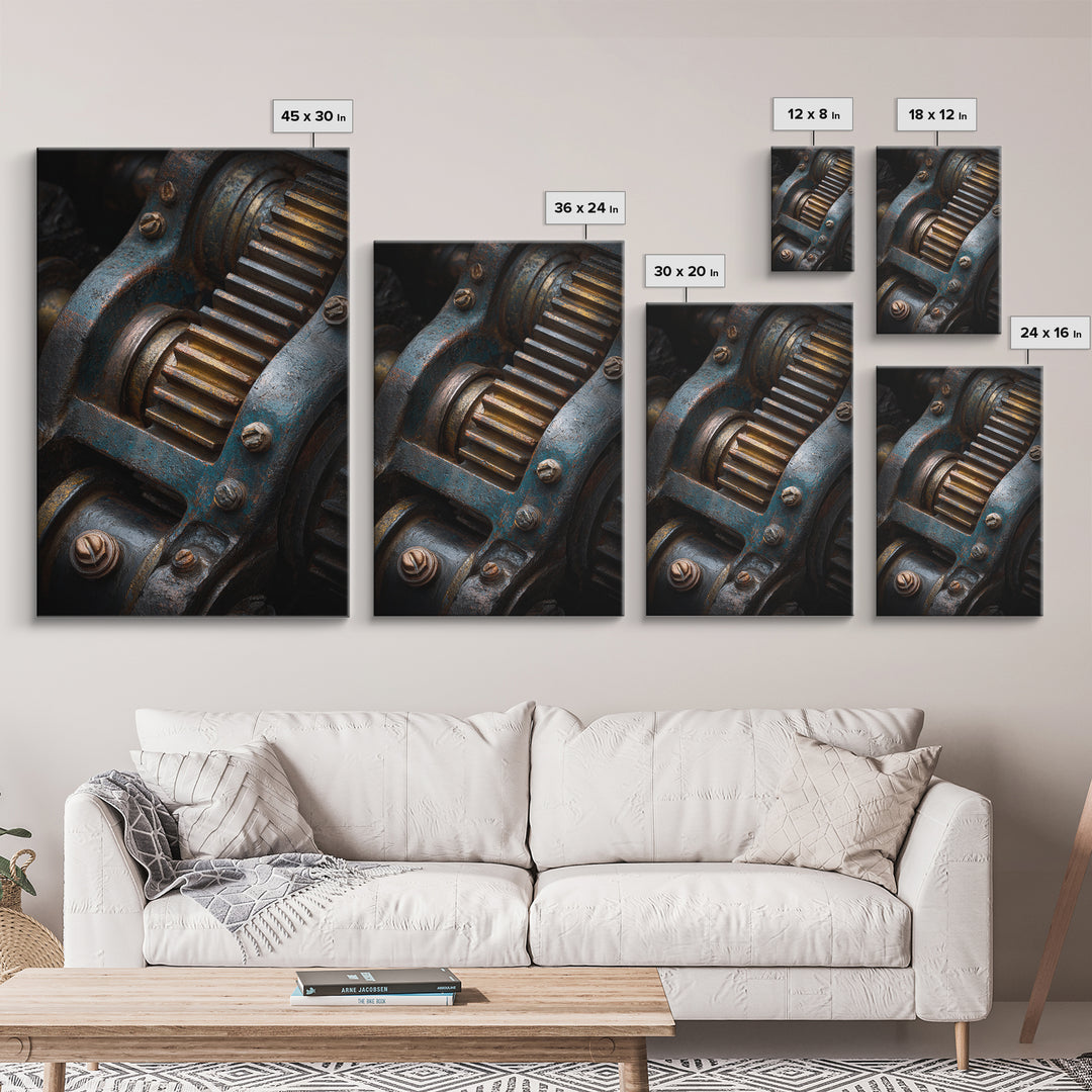 Camshaft and Gears Industrial Still Life Canvas Print, Garage Art, Art Print, Garage Decor, Fine Art, Motor, Canvas Wall Art, GAR-2x3-23