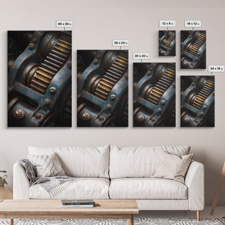 Camshaft and Gears Industrial Still Life Canvas Print, Garage Art, Art Print, Garage Decor, Fine Art, Motor, Canvas Wall Art, GAR-2x3-23