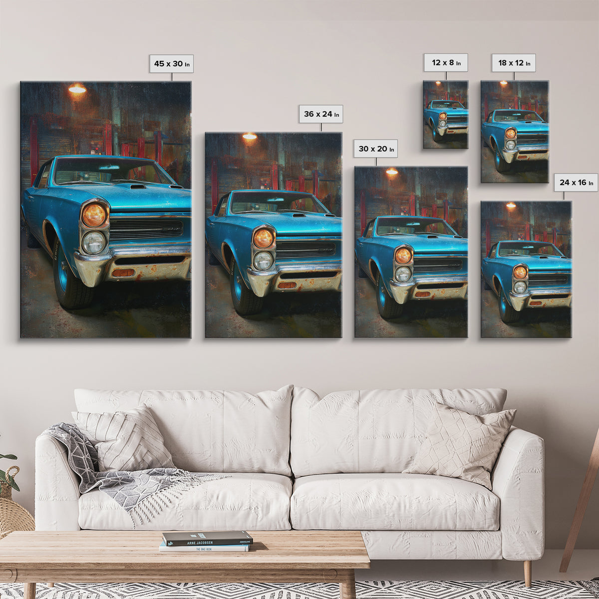 Classic Muscle Car Front Grill Canvas Print, Garage Art, Man Cave Decor, Garage Decor, Oil Painting, Motor, Garage Art Poster, GAR-2x3-57