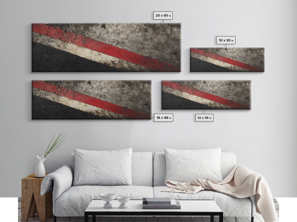 Black and Red Racing Stripe Abstraction Canvas Print, Garage Art, Modern Decor, Garage Decor, Fine Art, Motor, Home Decor, GAR-3x1-100