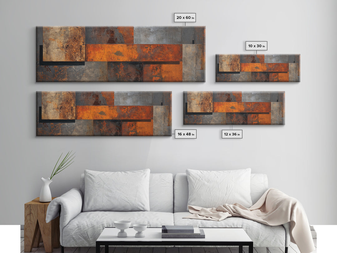 Steel and Rust Texture Abstract Panel Framed Canvas Print, Garage Art, Garage Art Poster, Garage Decor, Fine Art, Motor, GAR-3x1-15