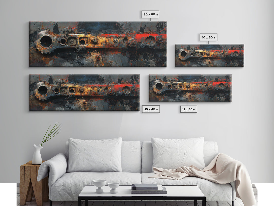 Black and Red Racing Stripe Abstraction Framed Canvas Print, Garage Art, Room Decor, Garage Decor, Fine Art, Motor, Canvas Art, GAR-3x1-52
