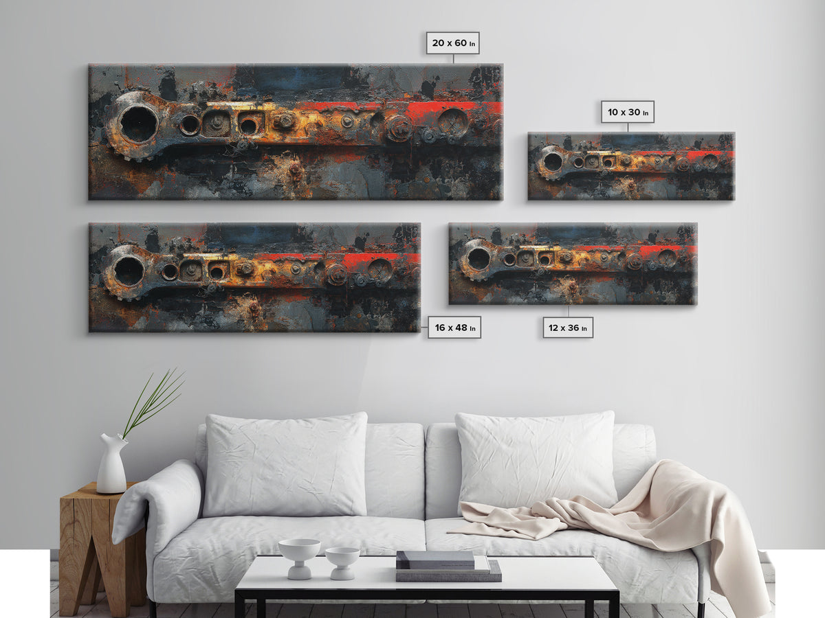 Black and Red Racing Stripe Abstraction Framed Canvas Print, Garage Art, Room Decor, Garage Decor, Fine Art, Motor, Canvas Art, GAR-3x1-52