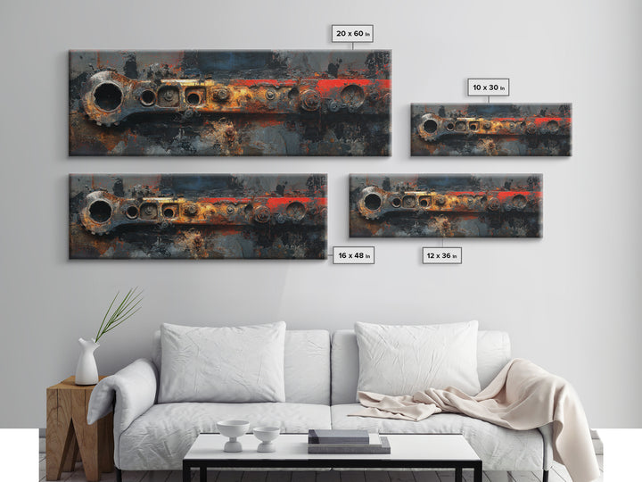 Black and Red Racing Stripe Abstraction Framed Canvas Print, Garage Art, Room Decor, Garage Decor, Fine Art, Motor, Canvas Art, GAR-3x1-52