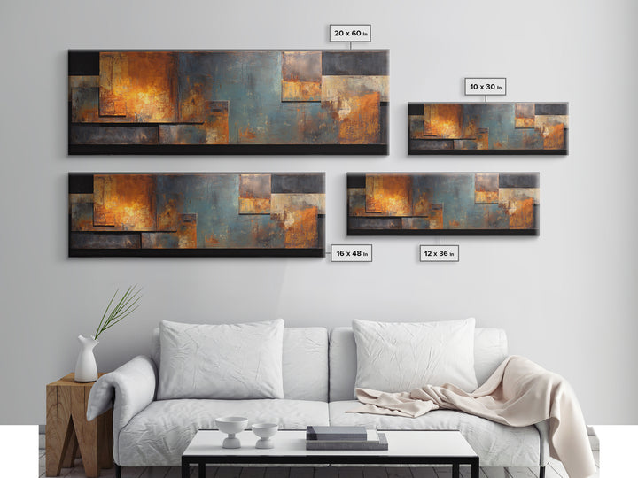 Steel and Rust Texture Abstract Panel Framed Canvas Print, Garage Art, Room Decor, Garage Decor, Abstract Art, Motor, GAR-3x1-63