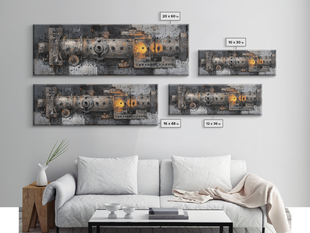 Engine Blueprint Technical Drawing Canvas Print, Garage Art, Canvas Print, Garage Decor, Fine Art, Motor, Garage Art Pinup, GAR-3x1-75
