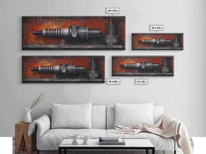 Spark Plug Botanical Specimen Drawing Canvas Print, Garage Art, Canvas Print, Garage Decor, Fine Art, Motor, Garage Art Pinup, GAR-3x1-86