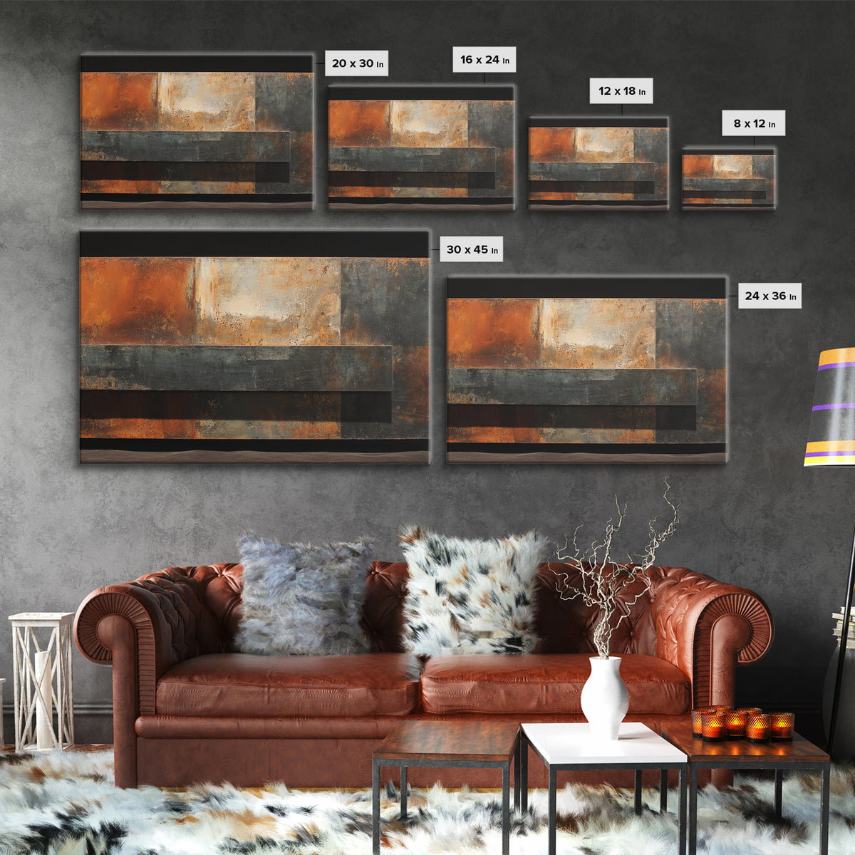 Steel and Rust Texture Abstract Panel Canvas Print, Garage Art, Sports Posters, Garage Decor, Fine Art, Motor, Luxury Decor, GAR-3x2-51