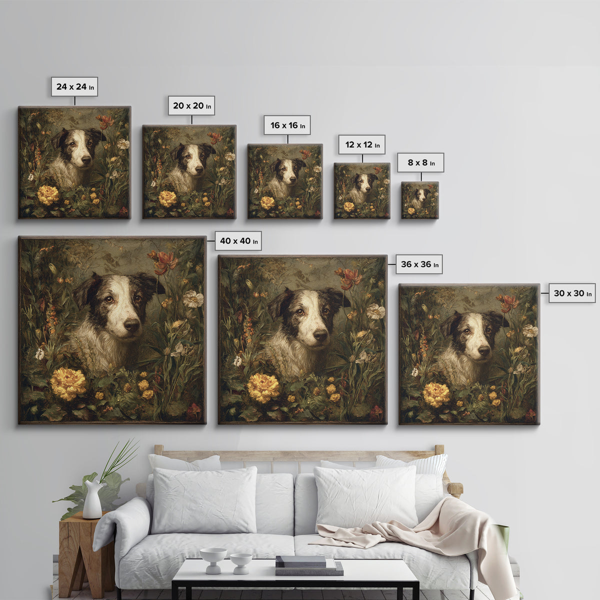 Sunlit Meadow with Delicate Flowers Canvas Print, Guest Bedroom Art, New Home Gift, Bedroom Decor, Watercolor Art, Guest, GBA-1x1-15