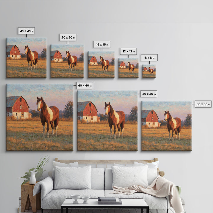 Quiet Horse Pasture at Sunset Framed Canvas Print, Guest Bedroom Art, Downloadable Prints, Bedroom Decor, Fine Art, Guest, GBA-1x1-21