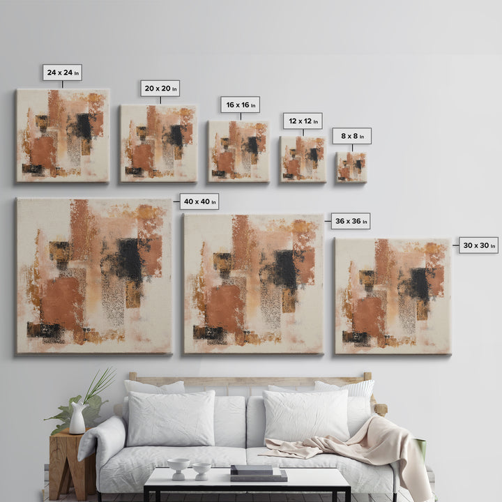 Warm Terracotta Shapes Canvas Print, Guest Bedroom Art, Set of 3 Wall Art, Bedroom Decor, Fine Art, Guest, Bedroom Prints, GBA-1x1-22
