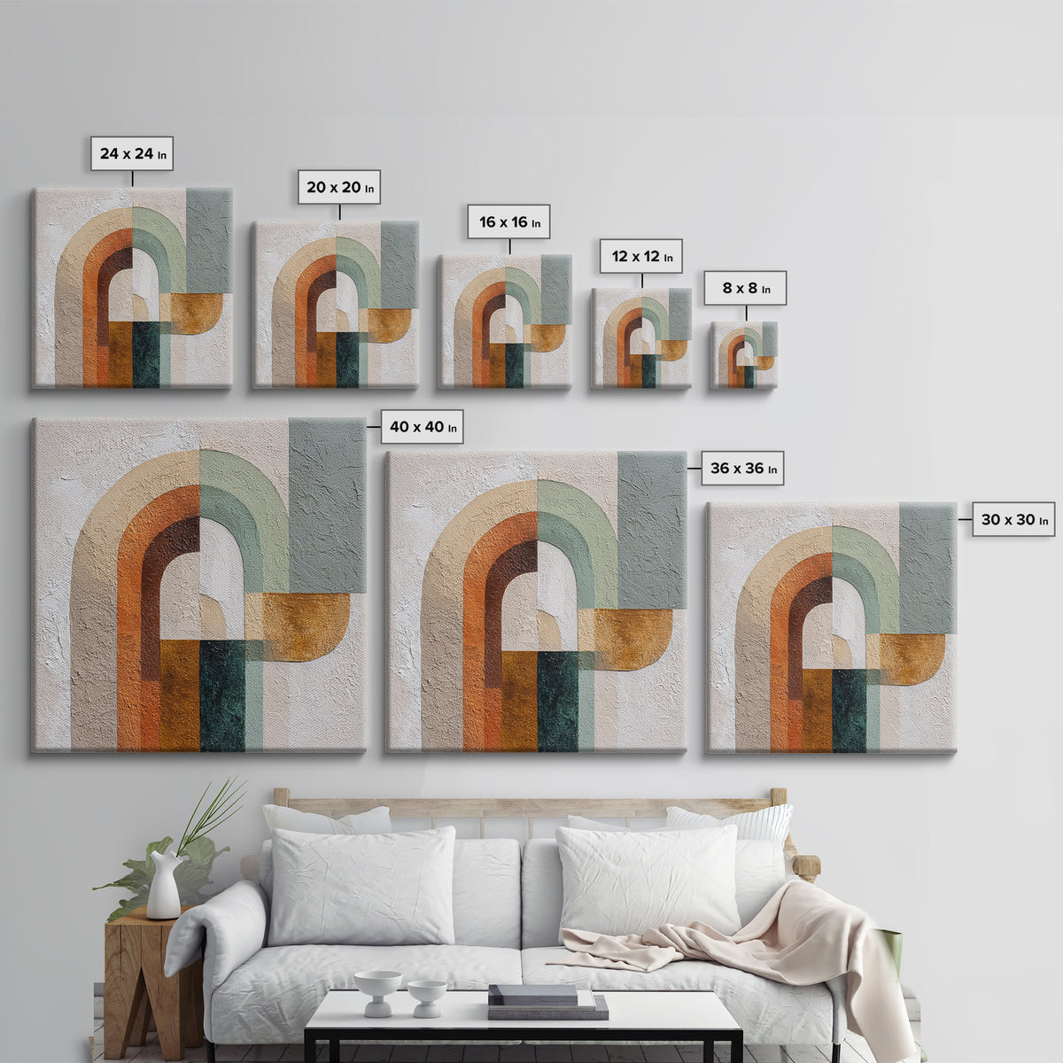Warm Abstract Arches Canvas Print, Guest Bedroom Art, Framed Wall Art, Bedroom Decor, Fine Art, Guest, Farmhouse Wall Decor, GBA-1x1-3
