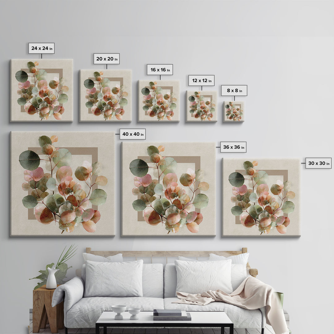 Calming Eucalyptus Watercolor Branches Framed Canvas Print, Guest Bedroom Art, Downloadable Prints, Bedroom Decor, Guest, GBA-1x1-34