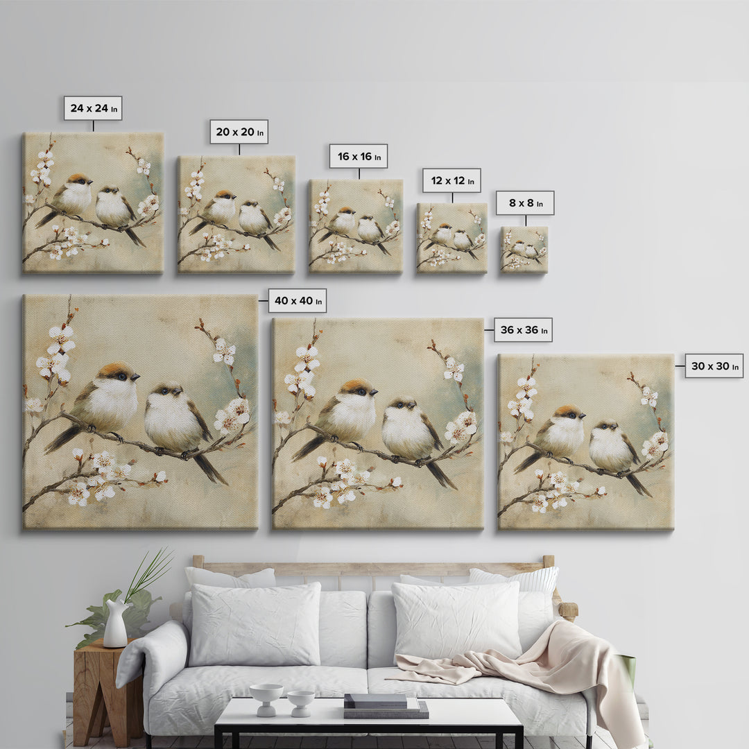 Small Bird Pair on Flowering Branch Canvas Print, Guest Bedroom Art, Home Decor, Bedroom Decor, Fine Art, Guest, Printable Art, GBA-1x1-4