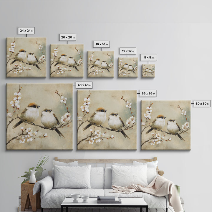 Small Bird Pair on Flowering Branch Canvas Print, Guest Bedroom Art, Home Decor, Bedroom Decor, Fine Art, Guest, Printable Art, GBA-1x1-4
