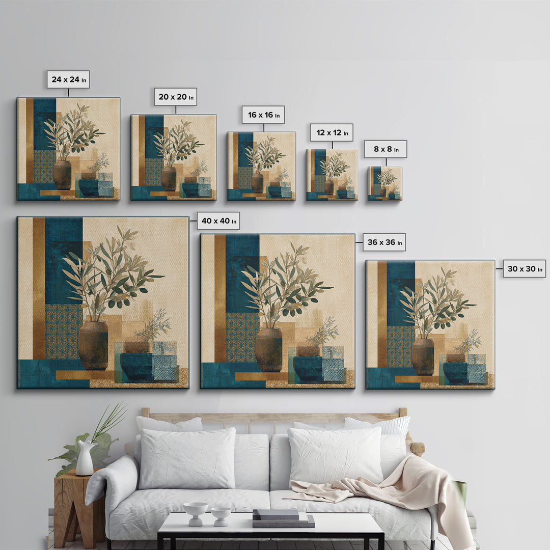 Olive Branch Still Life Framed Canvas Print, Guest Bedroom Art, Gallery Decor, Bedroom Decor, Oil Painting, Guest, GBA-1x1-41
