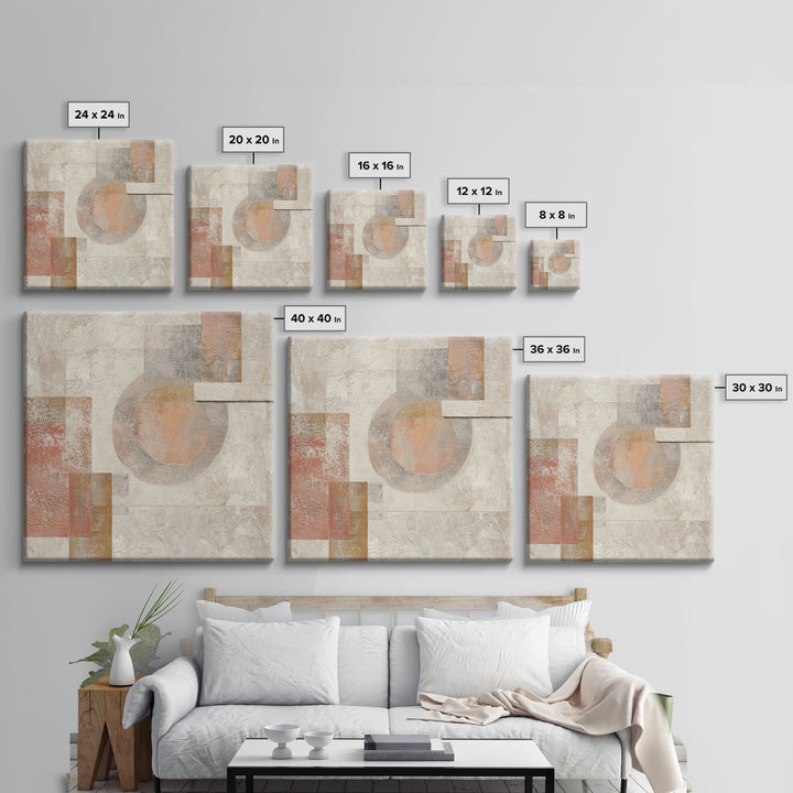 Warm Terracotta Shapes Framed Canvas Print, Guest Bedroom Art, Above Bed Decor, Bedroom Decor, Fine Art, Guest, Boho Decor, GBA-1x1-46