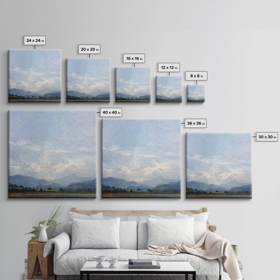 Gentle Rain over Distant Hills Framed Canvas Print, Guest Bedroom Art, Poster, Bedroom Decor, Fine Art, Guest, Farmhouse Decor, GBA-1x1-48