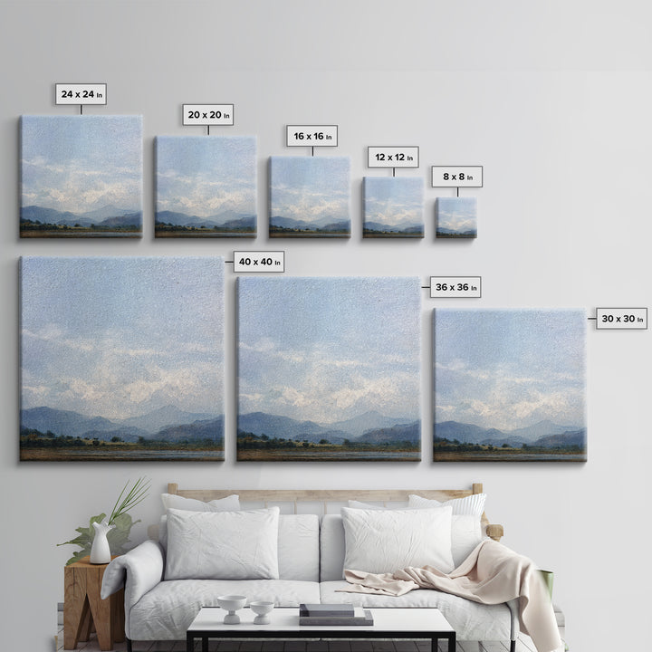 Gentle Rain over Distant Hills Framed Canvas Print, Guest Bedroom Art, Poster, Bedroom Decor, Fine Art, Guest, Farmhouse Decor, GBA-1x1-48