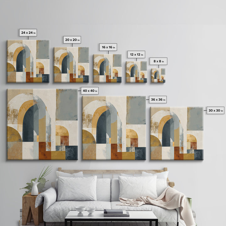 Warm Abstract Arches Framed Canvas Print, Guest Bedroom Art, Trendy Wall Art, Bedroom Decor, Abstract Art, Guest, GBA-1x1-51