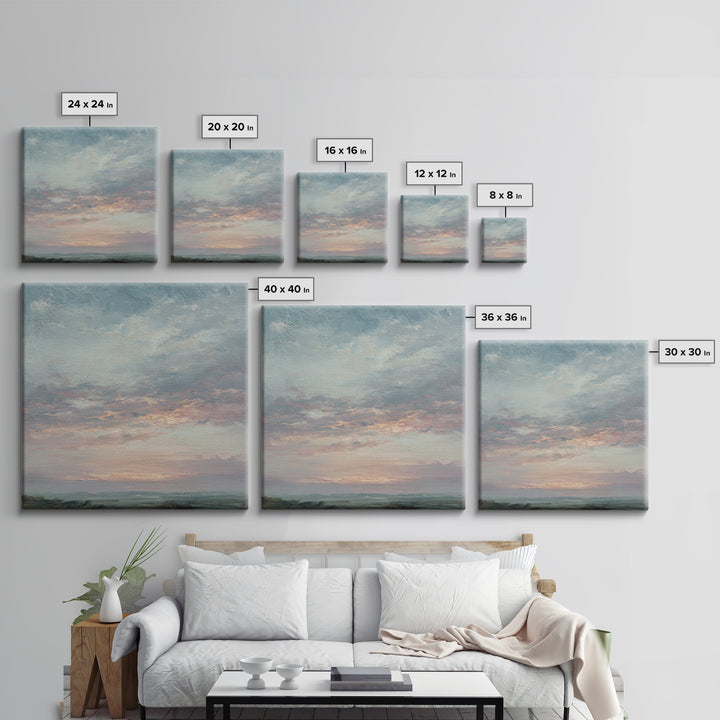 Romantic Cloudscape in Blush and Ivory Canvas Print, Guest Bedroom Art, New Home, Bedroom Decor, Fine Art, Guest, GBA-1x1-59