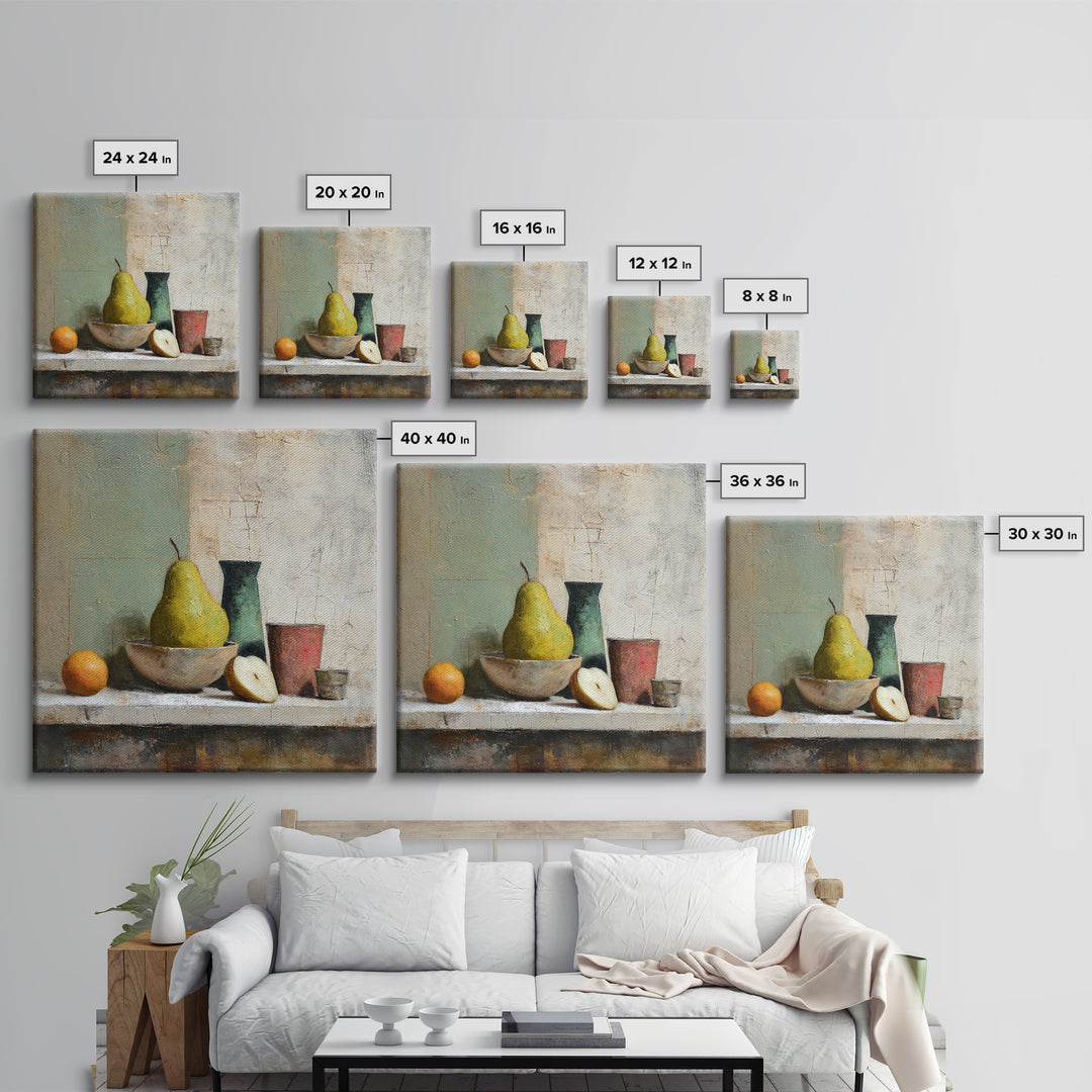 Olive Branch Still Life Framed Canvas Print, Guest Bedroom Art, Gallery Decor, Bedroom Decor, Oil Painting, Guest, GBA-1x1-65