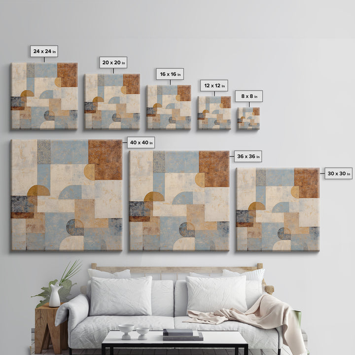 Warm Terracotta Shapes Framed Canvas Print, Guest Bedroom Art, Above Bed Decor, Bedroom Decor, Fine Art, Guest, Boho Decor, GBA-1x1-70