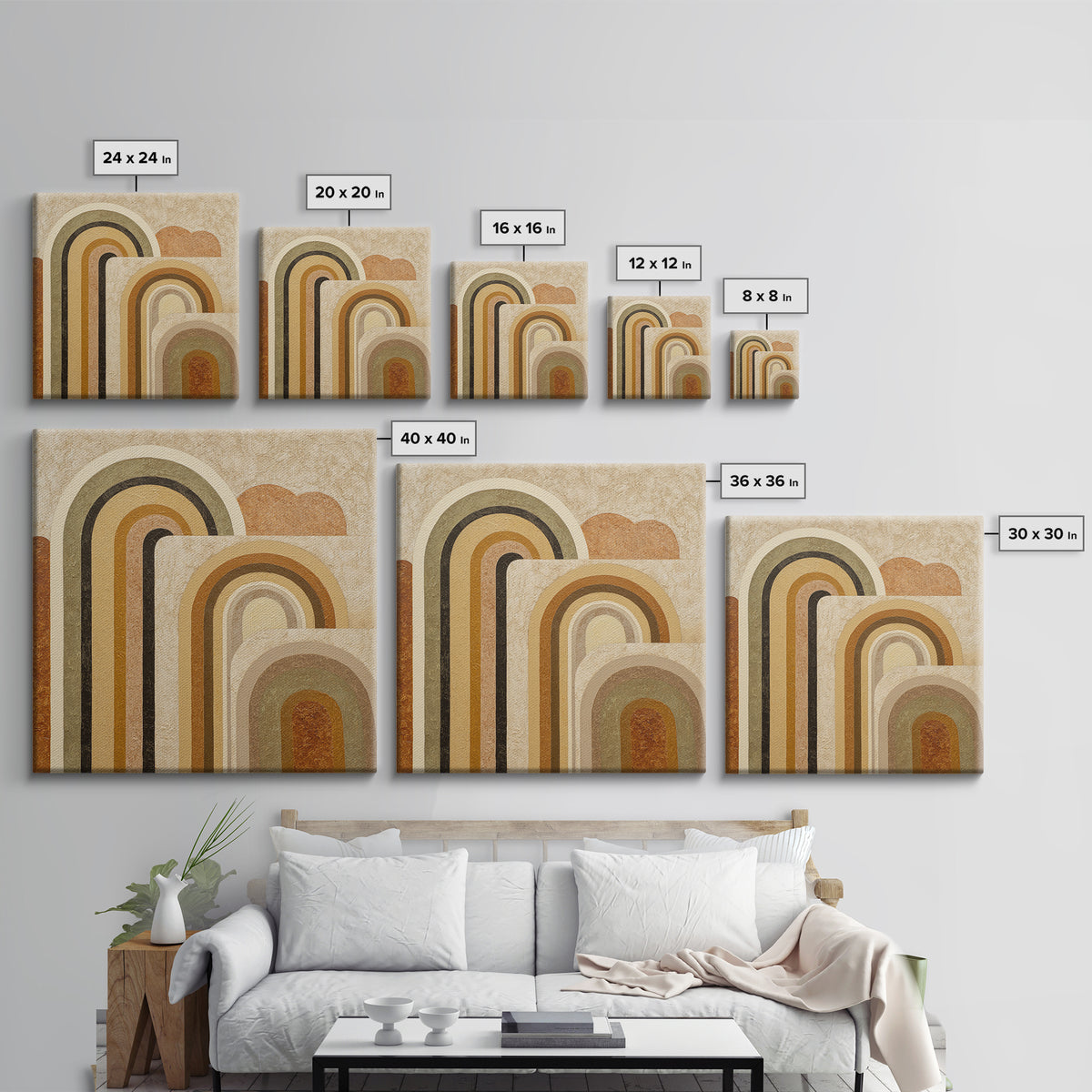 Warm Abstract Arches Canvas Print, Guest Bedroom Art, Modern Decor, Bedroom Decor, Abstract Art, Guest, Home Decor, Poster, GBA-1x1-75