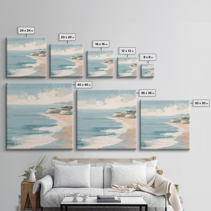 Coastal Dunes in Pale Blue and Sand Canvas Print, Guest Bedroom Art, Room Decor, Bedroom Decor, Fine Art, Guest, GBA-1x1-77