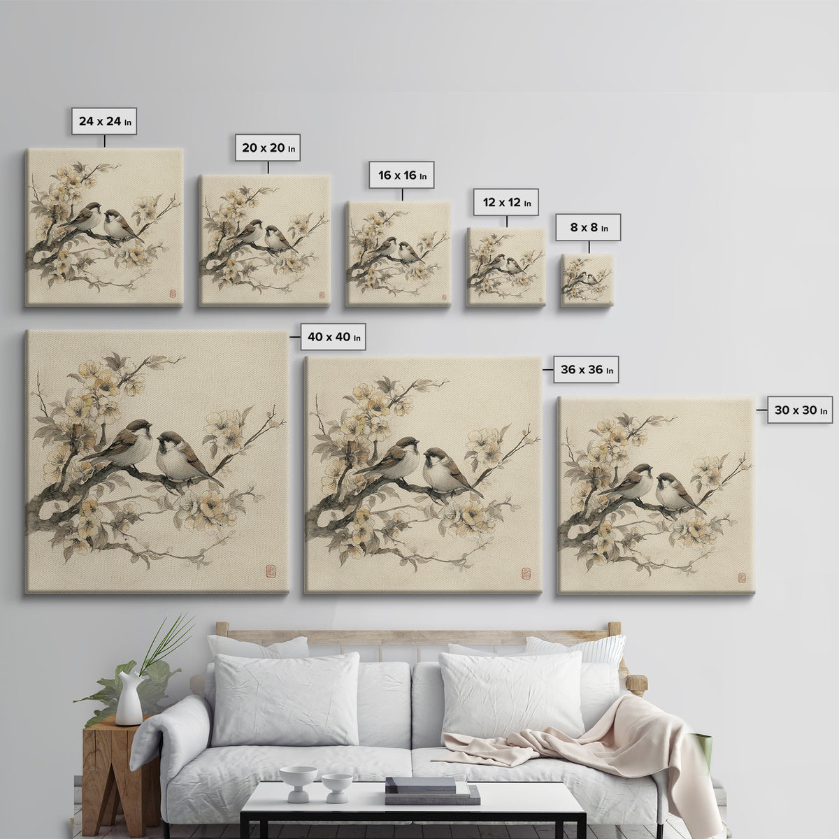 Soft Mountain Horizon Framed Canvas Print, Guest Bedroom Art, Fine Art Print, Bedroom Decor, Fine Art, Guest, Poster, GBA-1x1-79