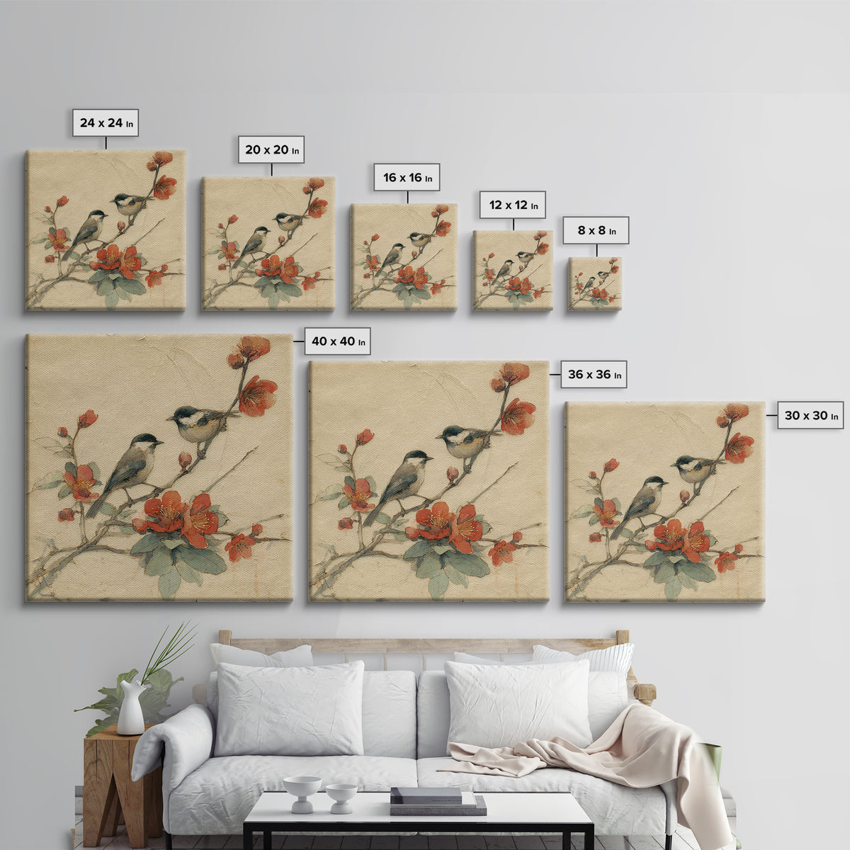 Monochrome Forest Silhouette Canvas Print, Guest Bedroom Art, Boho Decor, Bedroom Decor, Oil Painting, Guest, Digital Prints, GBA-1x1-85
