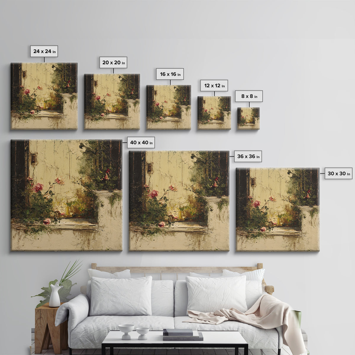 Quiet Horse Pasture at Sunset Framed Canvas Print, Guest Bedroom Art, Luxury Decor, Bedroom Decor, Oil Painting, Guest, GBA-1x1-93
