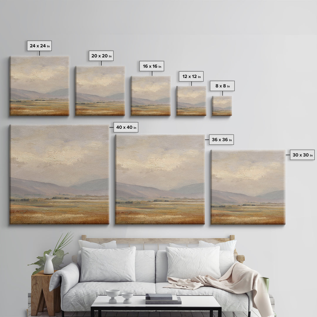 Gentle Rain over Distant Hills Framed Canvas Print, Guest Bedroom Art, Digital Prints, Bedroom Decor, Fine Art, Guest, GBA-1x1-96