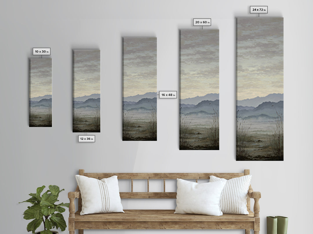 Soft Mountain Horizon Framed Canvas Print, Guest Bedroom Art, Poster, Bedroom Decor, Oil Painting, Guest, Farmhouse Decor, GBA-1x3-19