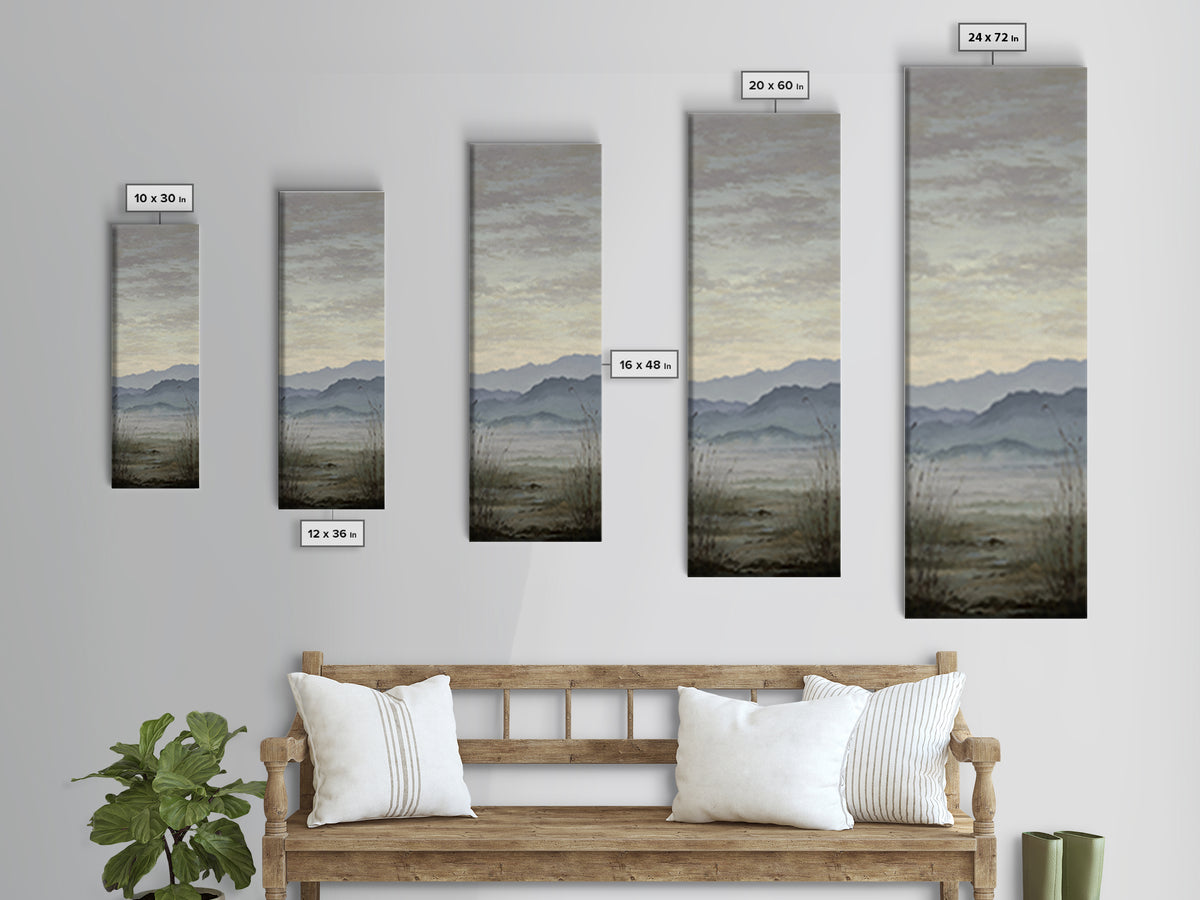 Soft Mountain Horizon Framed Canvas Print, Guest Bedroom Art, Poster, Bedroom Decor, Oil Painting, Guest, Farmhouse Decor, GBA-1x3-19