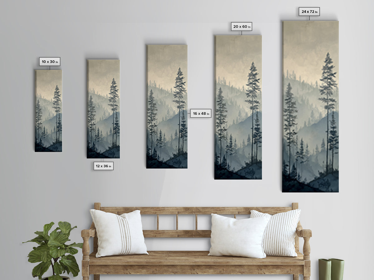 Monochrome Forest Silhouette Canvas Print, Guest Bedroom Art, Wall Decor, Bedroom Decor, Fine Art, Guest, Living Room Decor, GBA-1x3-25