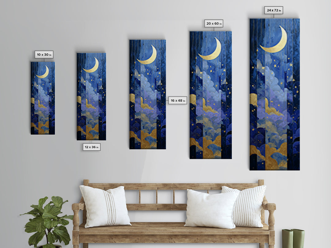 Minimal Moon and Stars Composition Canvas Print, Guest Bedroom Art, Room Decor, Bedroom Decor, Fine Art, Guest, GBA-1x3-28